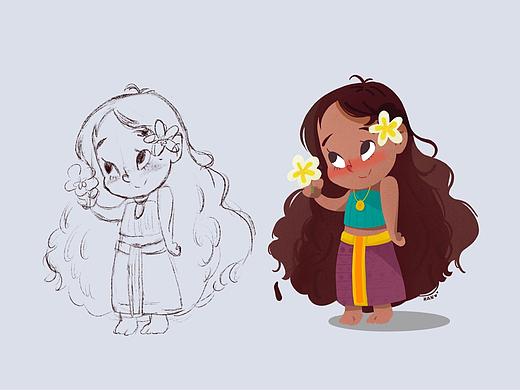 花朵女孩临摹（个人主页-ZNDY3NjEzNzI=） - 创作习作 - 站酷设计师小海龟慢慢爬原创素材 - 站酷ZCOOL