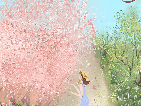 赏花的女孩