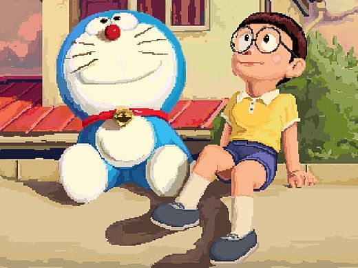 像素画-多啦A梦伴我同行