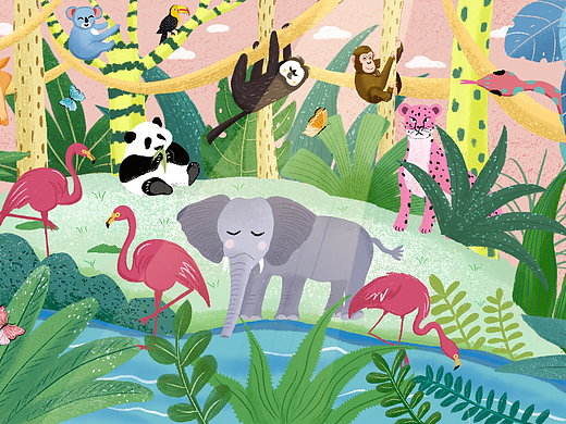 叢林狂歡（個人主頁-ZNjgxODI5ODA=） - 藝術(shù)插畫 - 站酷設(shè)計師我是安安007原創(chuàng)素材 - 站酷ZCOOL