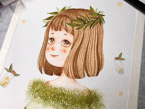 森系水彩人物