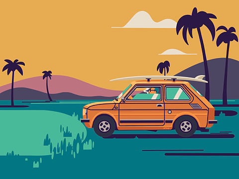 出发!看海!(扁平画风)