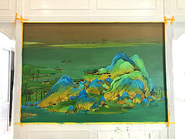 千里江山圖別墅背景手繪