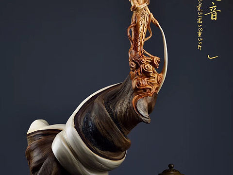自在观音，一体天然雕刻