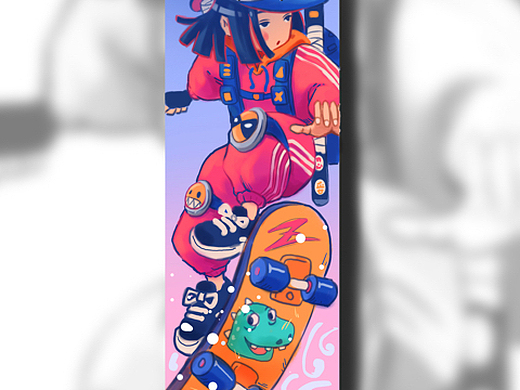 滑板彩绘图案设计草稿