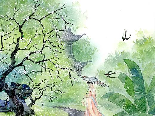 《燕双归》（个人主页-ZNDA5MTUyOTI=） - 艺术插画 - 站酷设计师0水间0原创素材 - 站酷ZCOOL