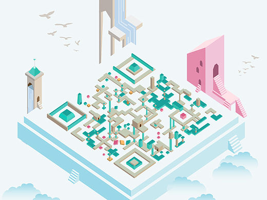 Monument Valley风格二维码设计