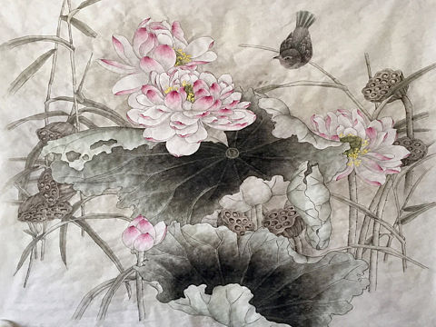 工笔荷花（个人主页-ZNTIwNDQxMDg=） - 绘画 - 站酷设计师柳行是我原创素材 - 站酷ZCOOL