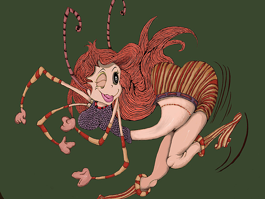 蜘蛛女  这幅画 我用油泥也捏成了一个立体的形象  加建了三维一个