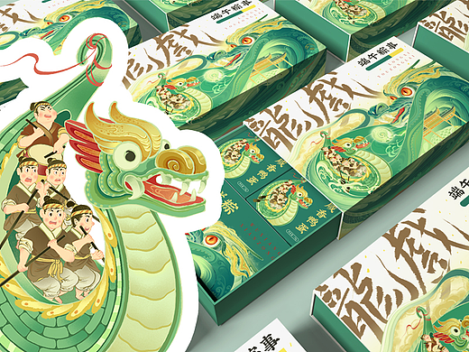 龍戲|中国传统节日端午插画插画包装