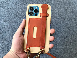 手工皮具真皮斜挎手机壳苹果iphone13 Pro Max