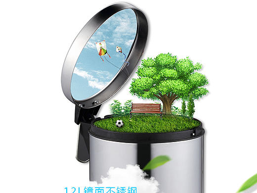 淘宝天猫不锈钢脚踏垃圾桶详情页