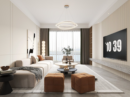 奶油風格客餐廳效果圖（個人主頁-ZNjY5NzU0NTY=） - 家裝設計 - 站酷設計師xiaoguotu6607原創(chuàng)素材 - 站酷ZCOOL