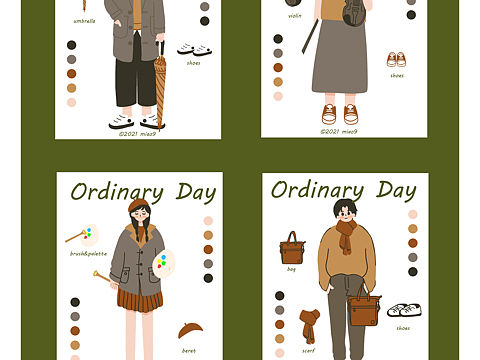 扁平风人物插画——日常穿搭系列