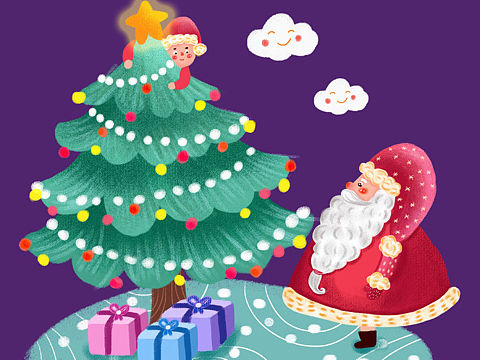 圣誕節(jié)插畫（個人主頁-ZMzE5ODQxNDA=） - 商業(yè)插畫 - 站酷設(shè)計(jì)師檸檬有點(diǎn)甜C原創(chuàng)素材 - 站酷ZCOOL