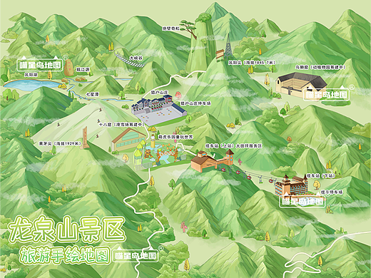 出品：龙泉山景区旅游手绘地图 景区手绘导览图 喵星岛