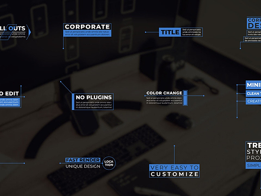 PR模板|极简风格设计元素创意高级动态文本动画标注