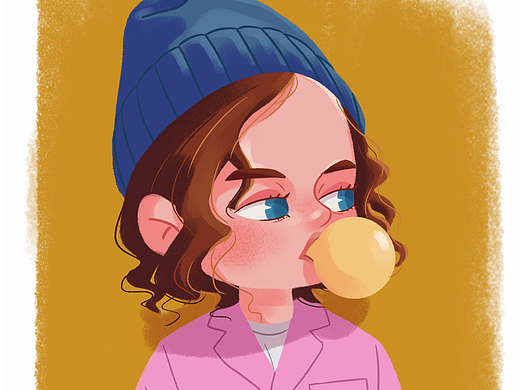 吹口香糖的女孩