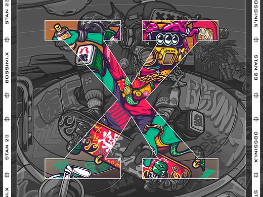 【Bossini.X 商业插画】【X滑板星人】