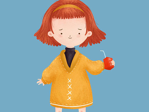 喝热红茶的大脸姑娘