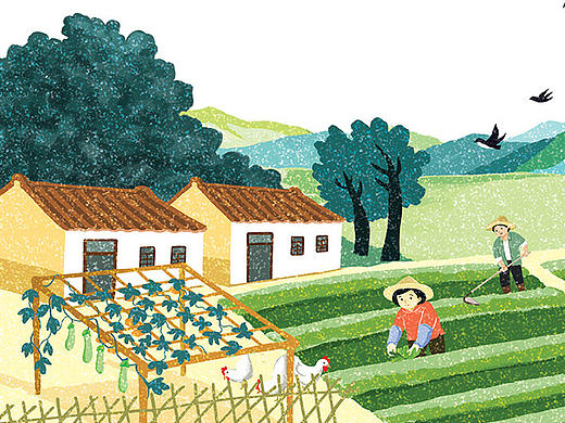 悠然田园品牌形象插画