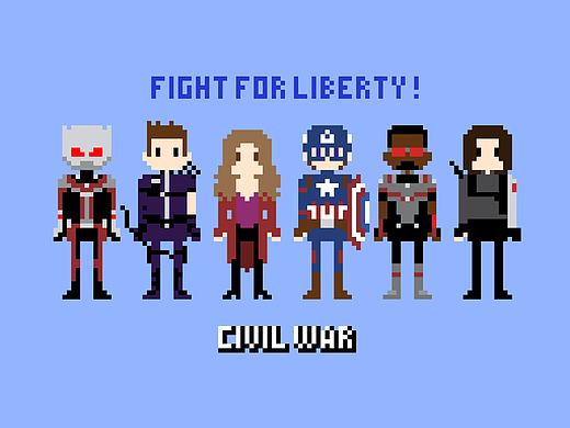 Captain America: Civil War（个人主页-ZMTYzMTY4NDQ=） - 像素画 - 站酷设计师Alphard_Zeppelin原创素材 - 站酷ZCOOL