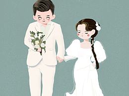 婚纱照插画定制