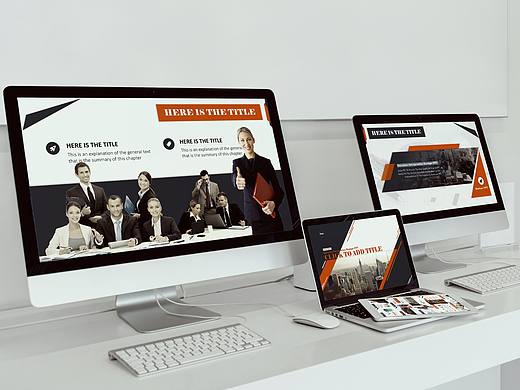 【雪原作品】欧美画册风橙色扁平化创意PPT模板(动画版)