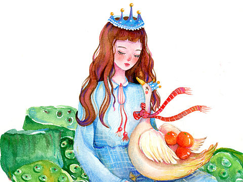 水彩插画少女