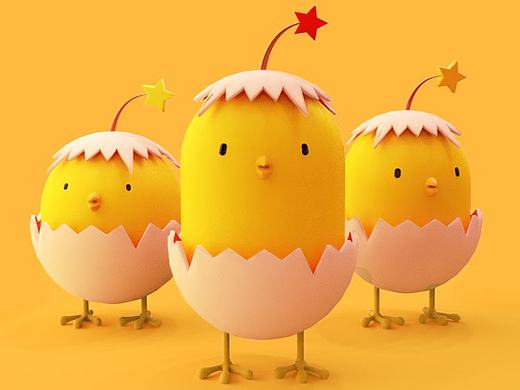 C4D小黄鸡练习（个人主页-ZMjIwNTM5NjA=） - 人物/生物 - 站酷设计师妞妞的设计生活原创素材 - 站酷ZCOOL