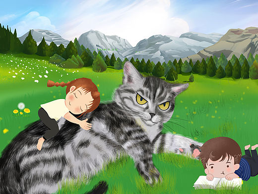 插画 清新 猫