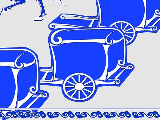 蒙古勒勒车、马画纹出的效果图