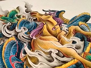 纹身手稿——“龙马精神”