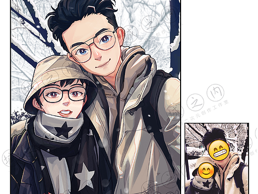 【过程】照片转漫画-雪地案例