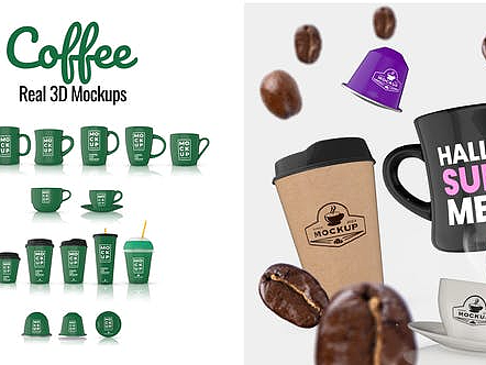 AE模板|创意时尚设计3D场景动态咖啡杯展示片头动画