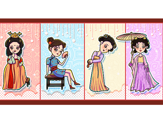 新锐国潮古风Q版人物小插画