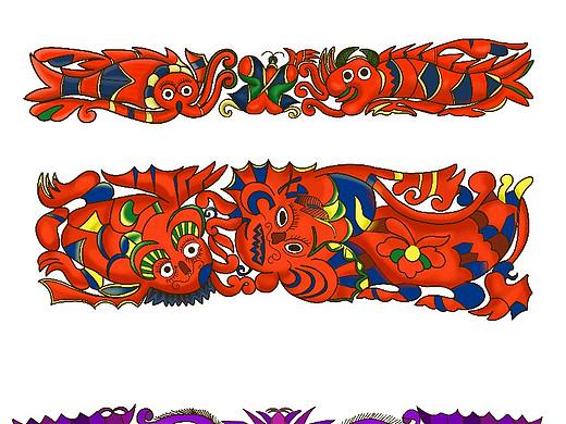 少数民族刺绣图案手绘插画