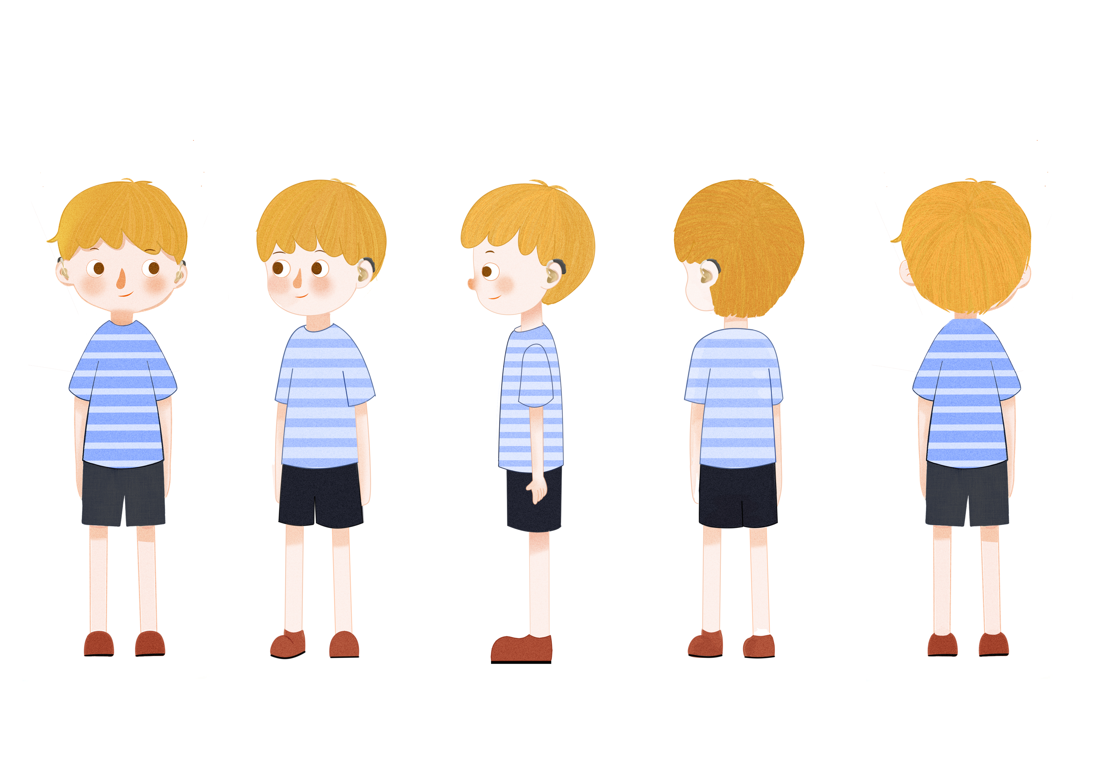 原创小男孩人物转面图