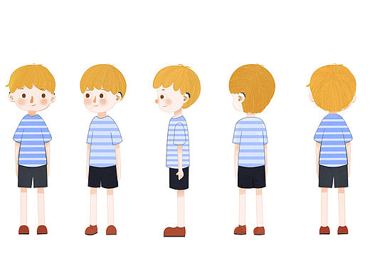 原创小男孩人物转面图