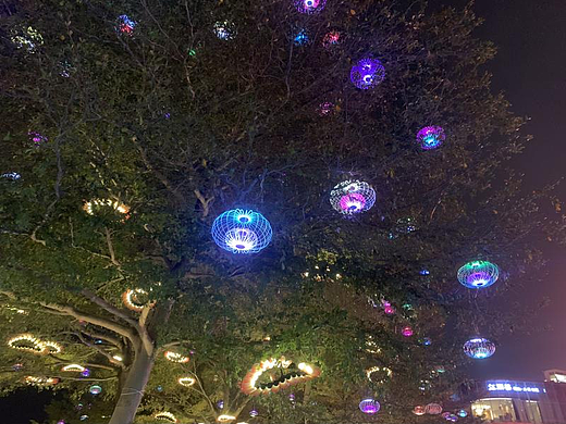 街道亮化夜景装置树木景观美陈装置灯光夜景布置铭星厂
