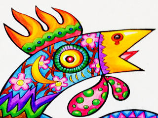 手绘插画涂鸦——色彩公鸡