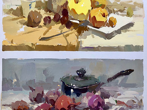 色彩 水粉 插画