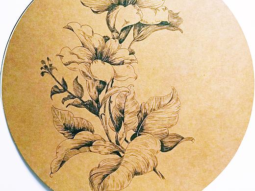 黑白插画－花