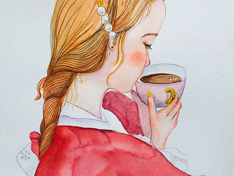 戴珍珠发卡的女孩