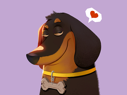 原创卡通贱萌微笑的腊肠犬萌宠动物狗头像插画包装文创