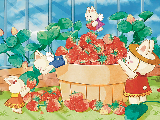 装草莓的兔子