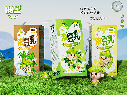 開鑫浓豆乳IP包装设计丨豆豆童子闯入香浓自然派