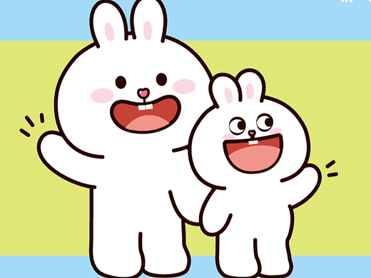 快乐兔ip卡通形象插画表情包