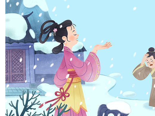 古风儿童出版物跨页插图