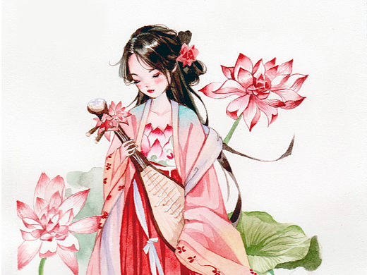 水彩古风人物